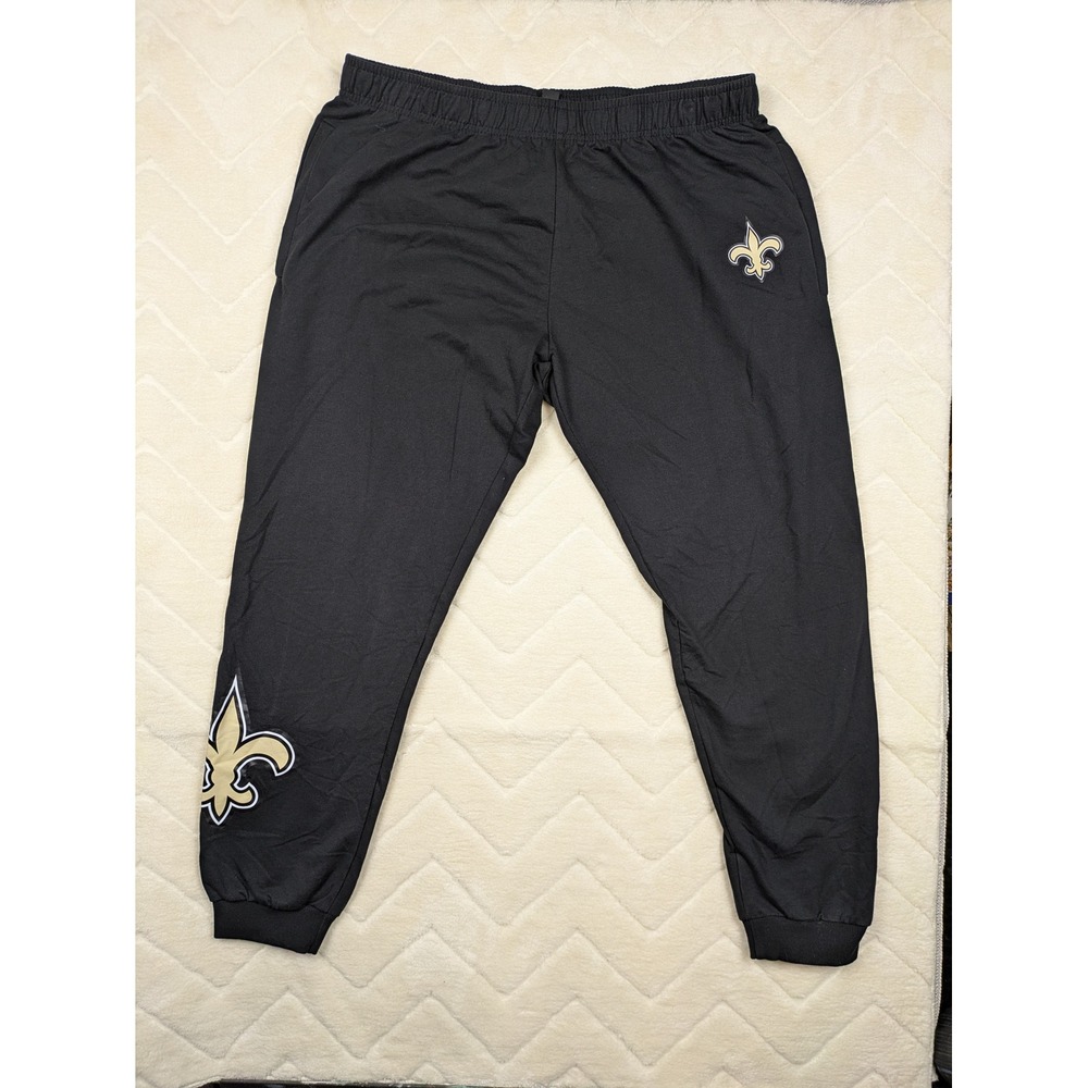 NFL Team Apparel New Orleans Saints Joggers Black Mens 2XL Fleur-de-lis Sweats